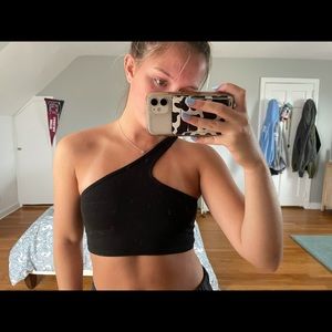 Black cross shoulder top